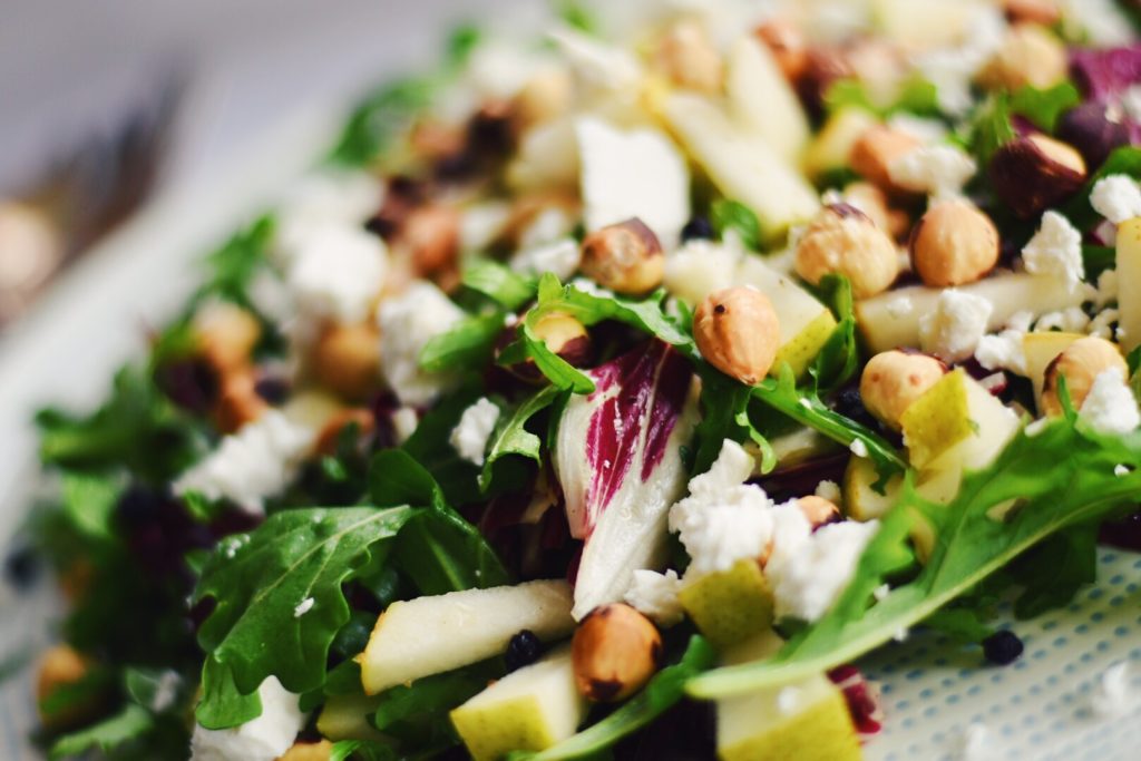 Rocket and Radicchio Salad with Hazelnuts and Pear