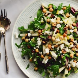 Rocket and Radichio Salad with Pear and Hazelnuts