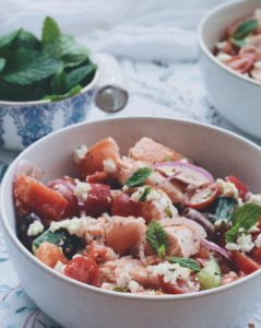 Greek Salad + Salmon