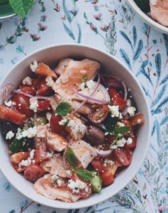 Greek Salad + Salmon